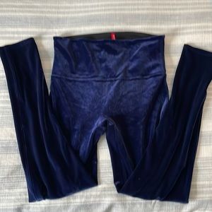 Spanx velvet navy leggins, size large